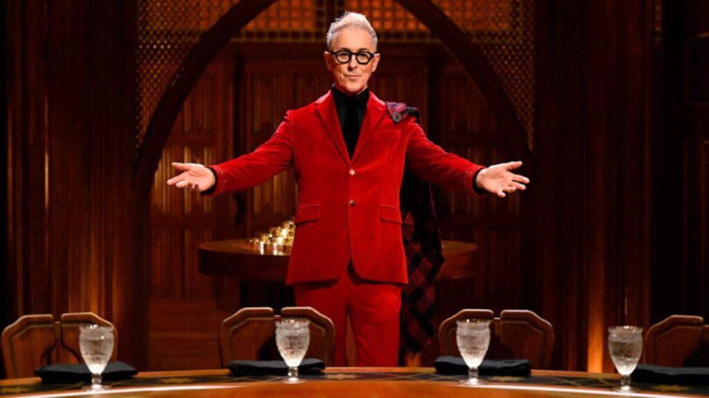 Alan Cumming performing on stage and attending film premieres, showcasing his diverse acting career in theater, film, and television.