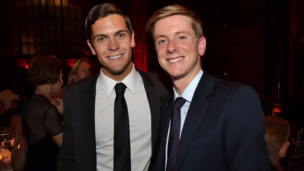 Tech entrepreneur Chris Hughes and political activist Sean Eldridge photographed together at a public event.
