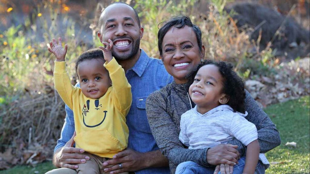 Judge Glenda Hatchett with her late husband Charles Hatchett and their two sons during a family moment.