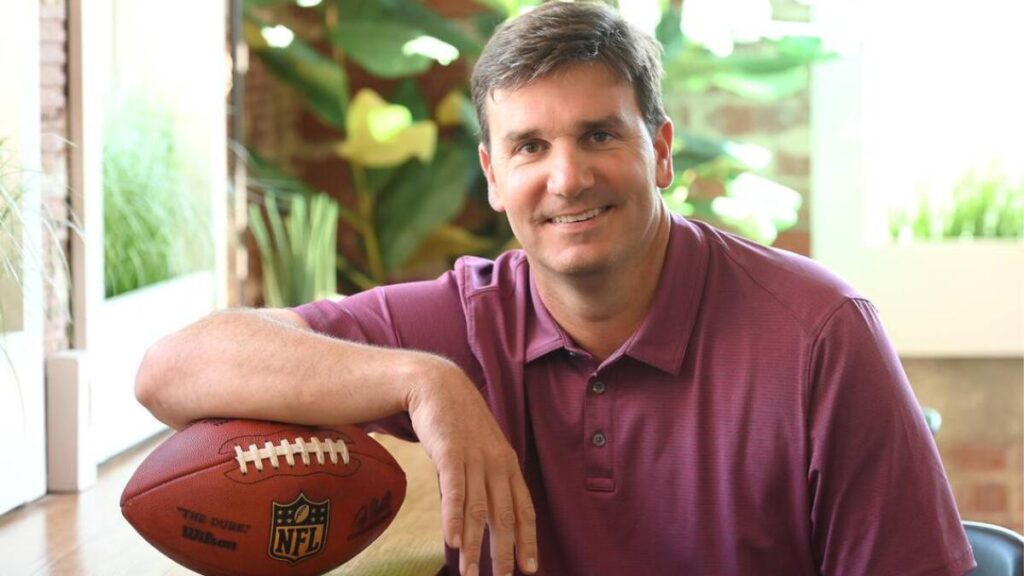 Jake Delhomme outside his home in Breaux Bridge, Louisiana, showcasing his rural lifestyle and racehorse property.