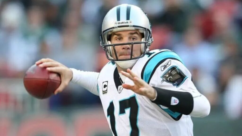 Jake Delhomme in Carolina Panthers uniform, representing his NFL career earnings.