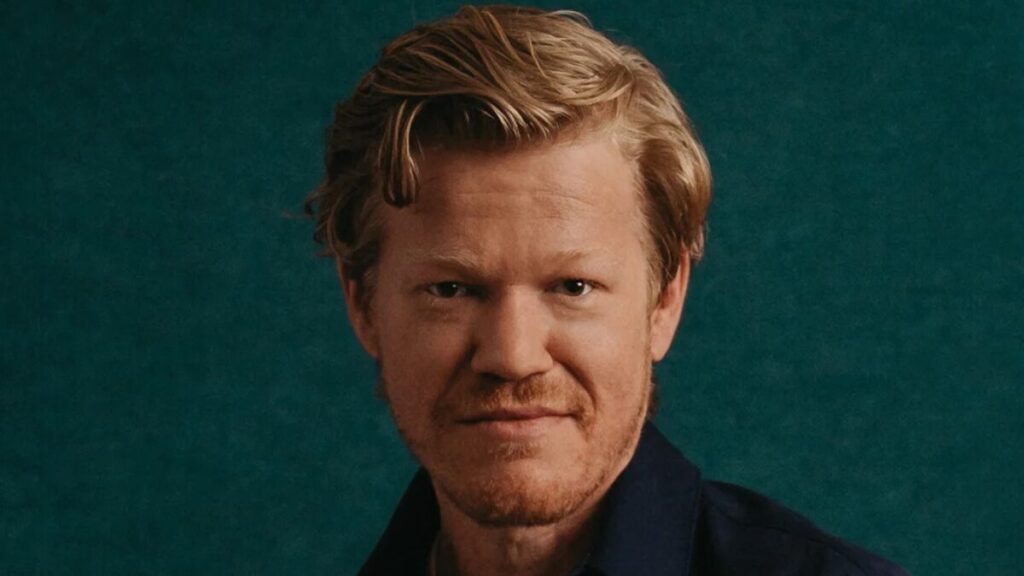 Actor Jesse Plemons on set, highlighting his income sources from movies, TV shows, and production work.