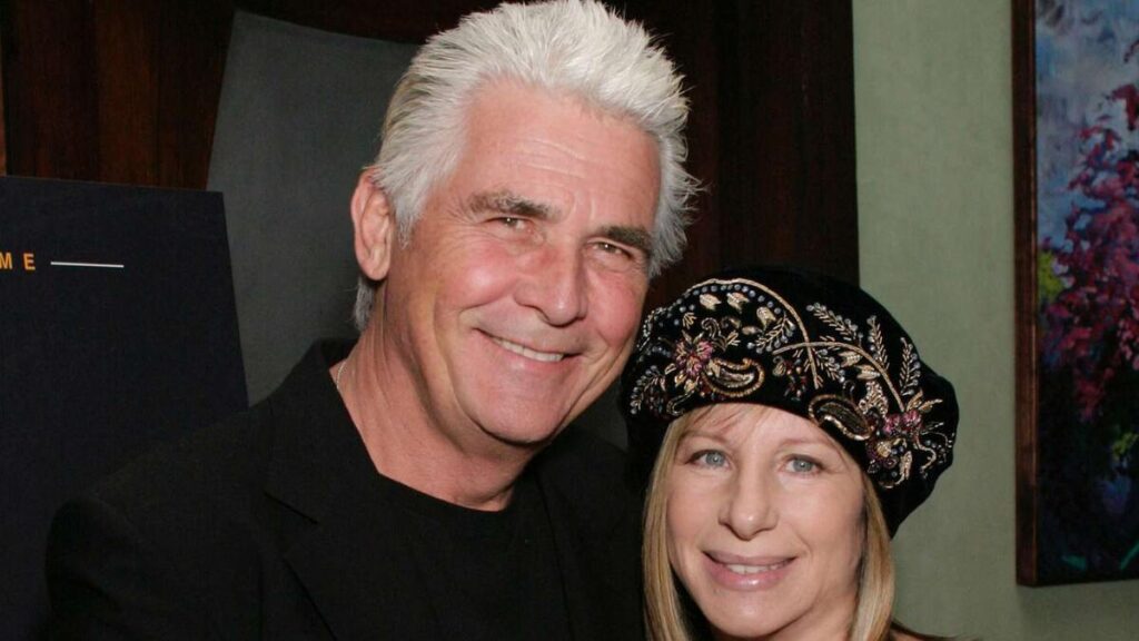 Barbra Streisand and James Brolin smiling together at a public event, showcasing their long-lasting marriage and Hollywood partnership.