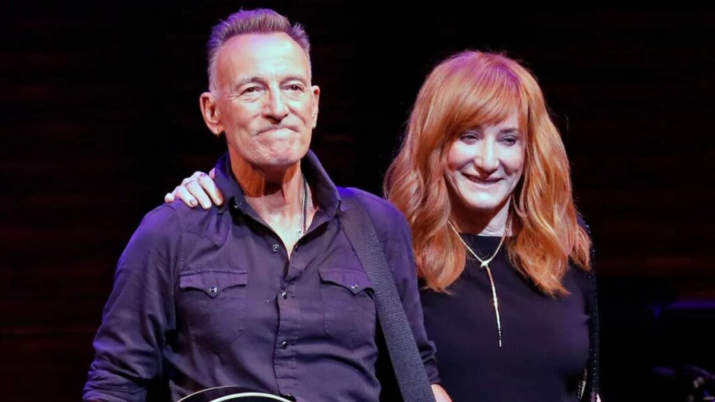 Bruce Springsteen and wife Patti Scialfa posing together as a couple