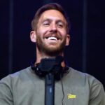 Calvin Harris performing live at a music festival.