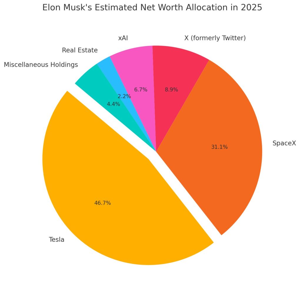 Elon Musk's Estimated Net Worth Allocation In 2025
