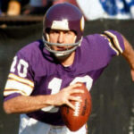 Fran Tarkenton scrambling during a Minnesota Vikings game in the 1970s