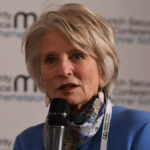 Jane Harman speaking at a policy event, former U.S. Representative and Wilson Center President