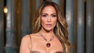 Jennifer Lopez at a JLo Beauty product launch event