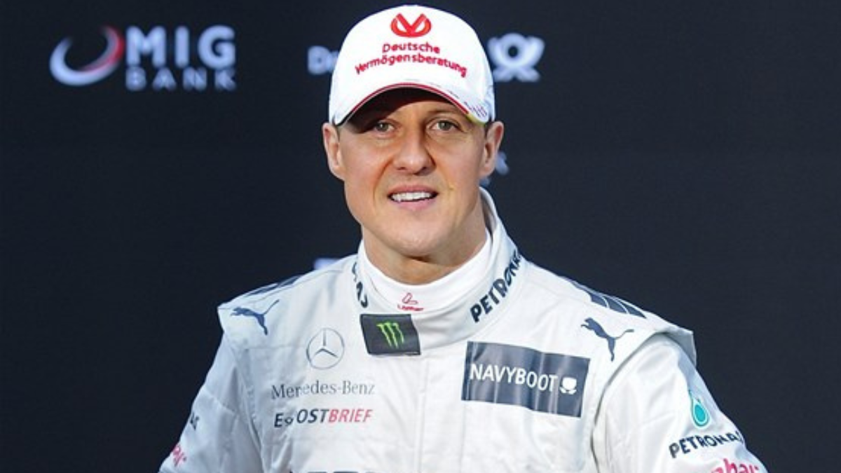 Michael Schumacher driving a Ferrari Formula 1 car during a Grand Prix race