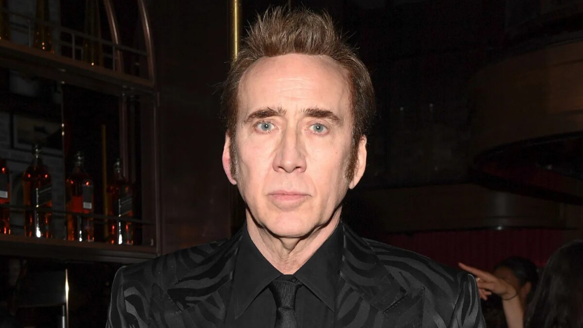 Close-up of actor Nicolas Cage smiling on the red carpet