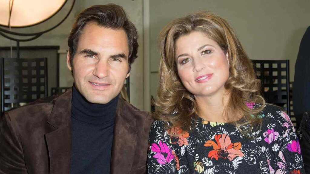 Roger Federer and wife Mirka Vavrinec attending a public event