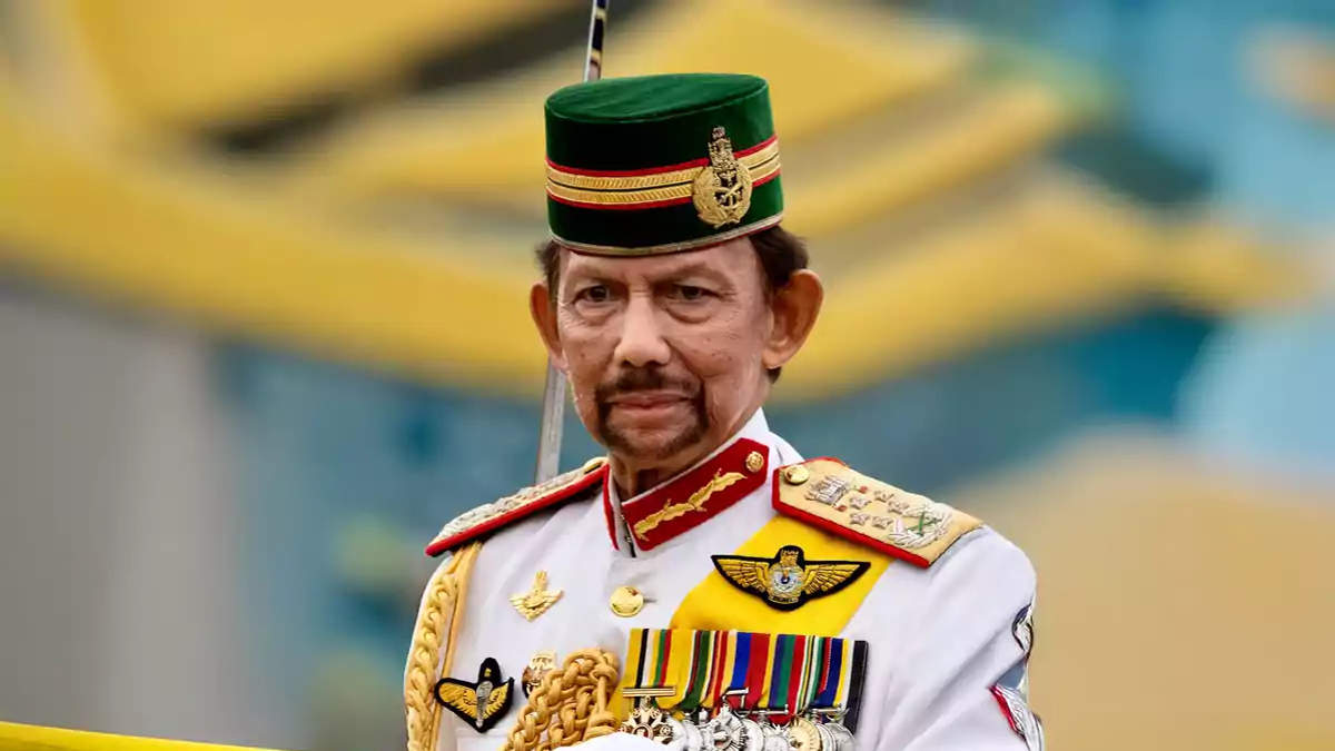 Sultan Hassanal Bolkiah in traditional royal attire during a state ceremony
