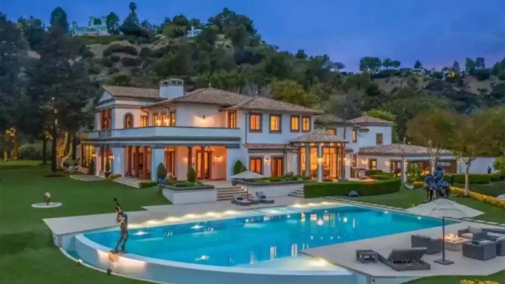 Adele house in Hidden Valley, Beverly Hills, with gated entrance and private driveway