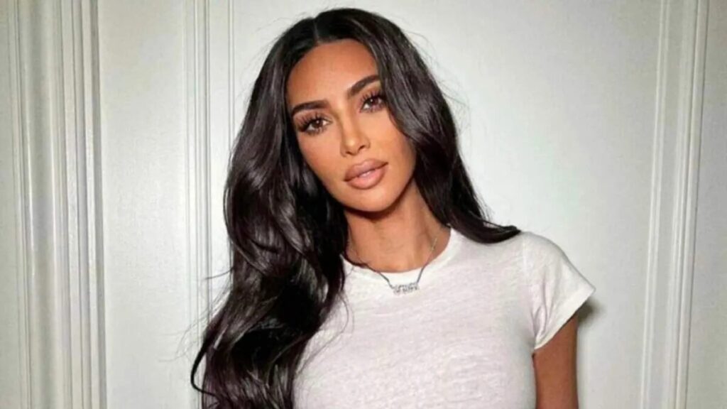 Kim Kardashian in a professional setting, representing her role as entrepreneur and SKIMS founder in 2025