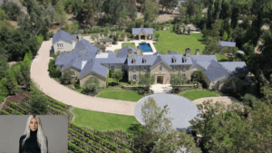 Aerial view of Kim Kardashian’s Hidden Hills mansion, part of her luxury real estate portfolio