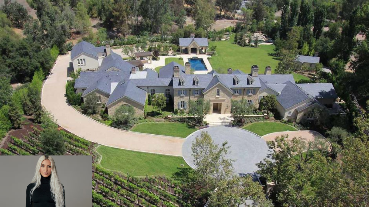 Aerial view of Kim Kardashian’s Hidden Hills mansion, part of her luxury real estate portfolio