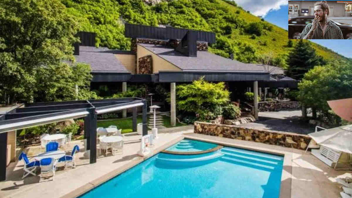 Post Malone’s Utah mansion nestled in the mountains, showcasing his unique real estate style and secluded lifestyle.