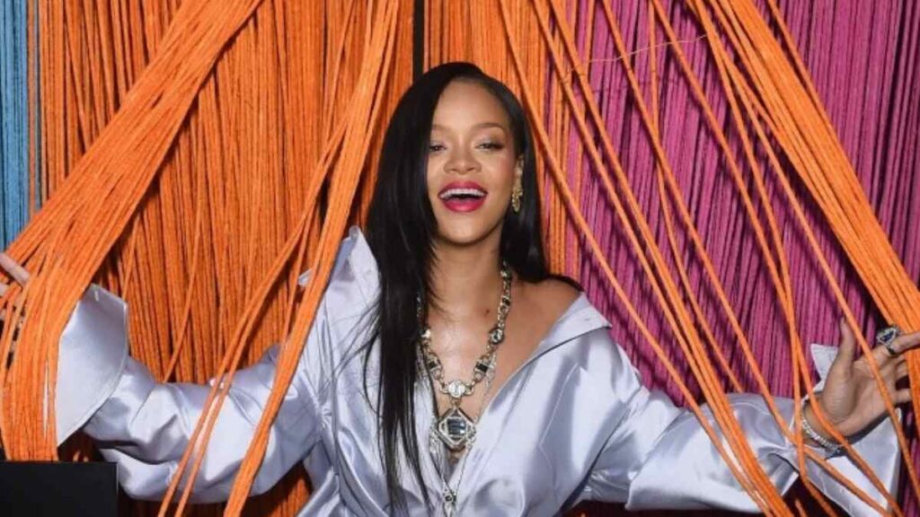 Rihanna wearing Savage X Fenty lingerie in a promotional campaign photo