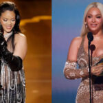 Rihanna vs Beyoncé side-by-side photo showcasing their fashion and public personas in 2025