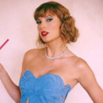 Taylor Swift at a promotional event with visual cues highlighting her entrepreneurial success and investment portfolio.