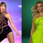 Infographic comparing Taylor Swift and Beyoncé’s net worth in 2025 by income streams, including touring, music catalog, endorsements, and real estate.